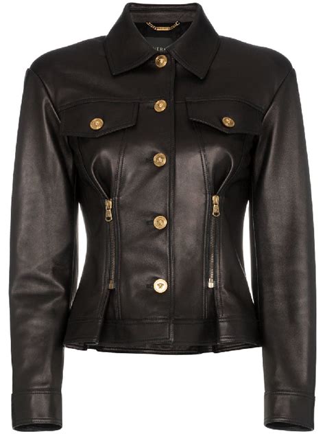 versace dames jas sale|versace black leather jacket.